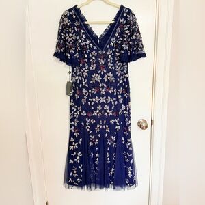 Adrianna Papell Navy Beaded Dress Size 6